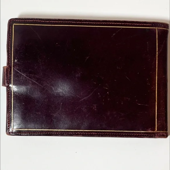 Vintage Florentine Cordovan Snap Closure Wallet with Gold Fleurs de Lis Accents - Picture 2 of 14